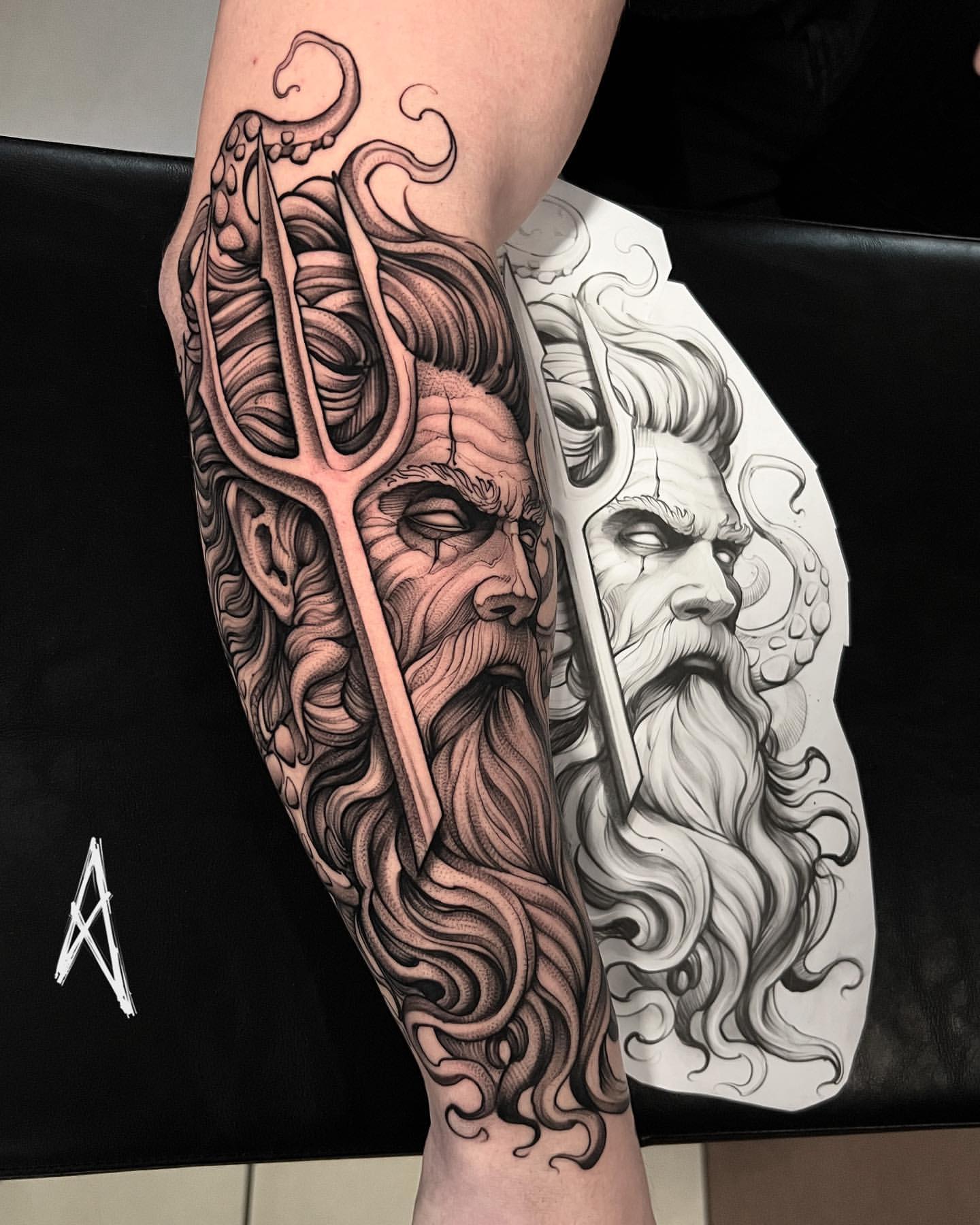 Poseidon Tattoo Ideas 28